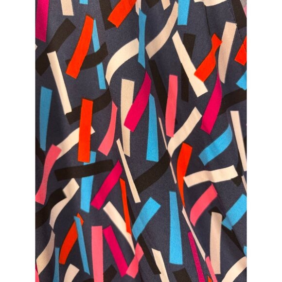 Anne Klein 16 Faux Wrap Dress Long Sleeve Multi-Color Work Wear 80's Vibes Party - Picture 7 of 8